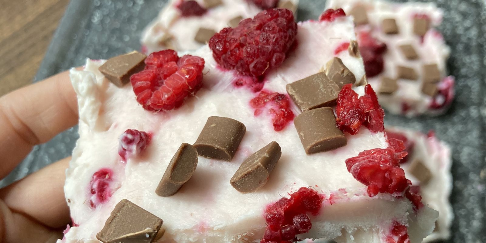 Raspberry Protein Froyo Bark