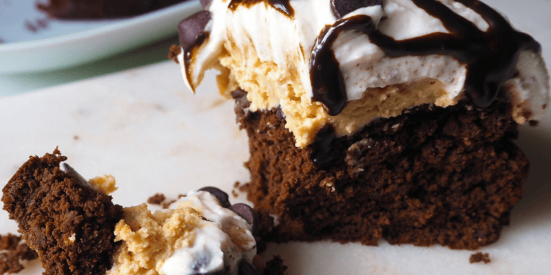 Protein Peanut Butter Brownie Pie
