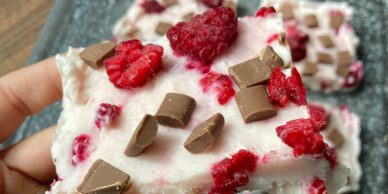 Raspberry Protein Froyo Bark