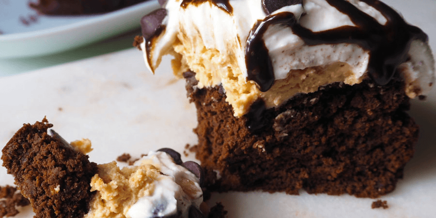Protein Peanut Butter Brownie Pie