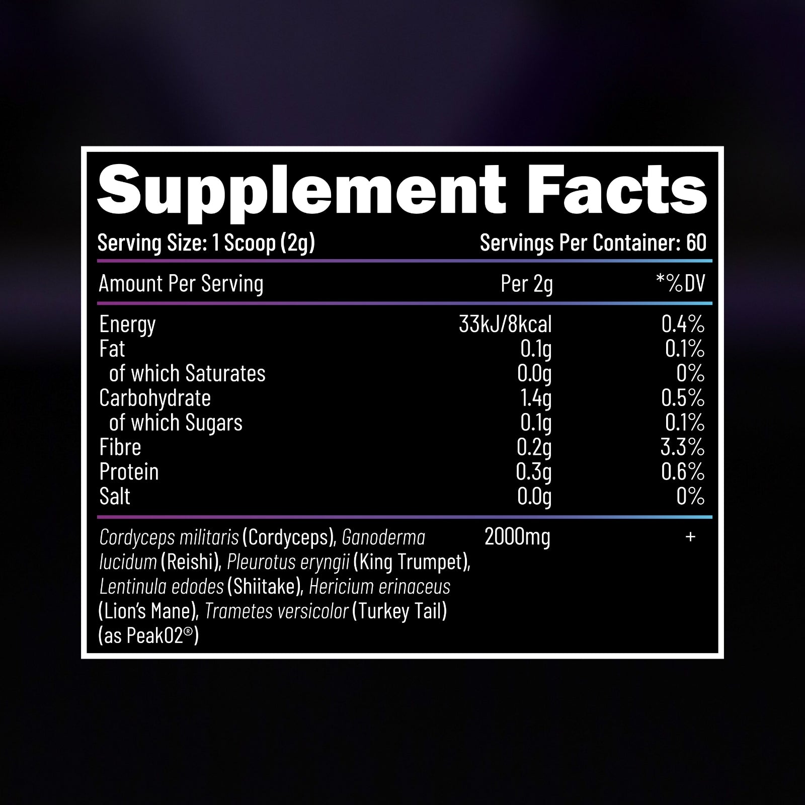 EFECTIV® PeakO2® Organic Mushroom Blend 120g